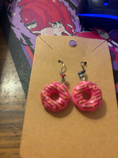 Pink donut earrings