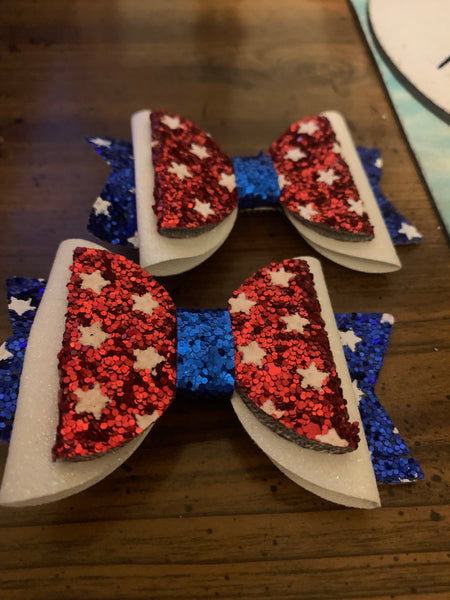 Red white and blue bows