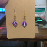 Purple dice earrings