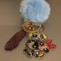 Power puff girls key chain with blue puff