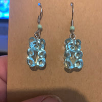 Lite blue clear bear earrings