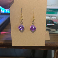 Purple dice earrings