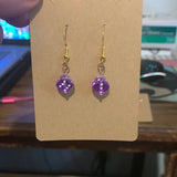 Purple dice earrings