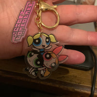 Power puff girls key chain with blue puff